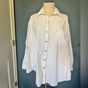 We The Free Oversized White Button-Up Shirt
